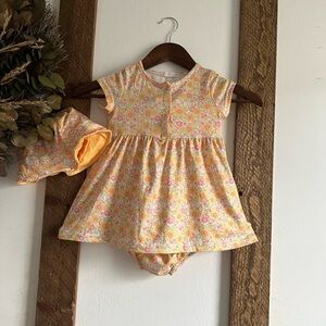 Boutique Liberty Print Buttercup Dress Bloomers Hat Set Ultra Soft like new